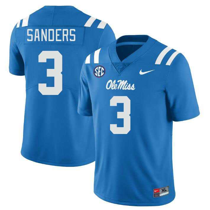 Ole Miss Rebels #3 Spencer Sanders College Football Jerseys Stitched Sale-Power Blue